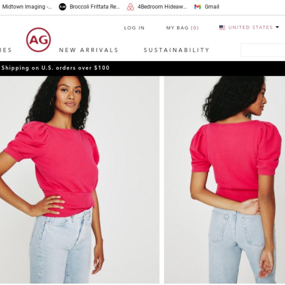 NWT Adriano Goldschmied Walker pink french terry top S NWT $168.00